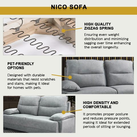 Image of Nico 1/2/3-Seater L-Shaped Sofa with Pet-Friendly Fabric Scratch-Proof & Claw-Proof