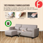 Anika L-Shaped Sofa Left or Right Chaise in 47 Colour -w/ PetFriendly Scartch-Resistant