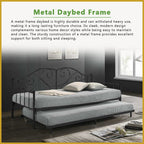 Emily Metal Daybed Bed Frame Single with Pull-Out in Black/White Colour w/ Mattress