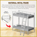 Laura Single Metal Bunk Bed Frame or Loft Bed Style in White Colour - with Mattress