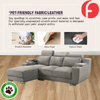 Kiaan Sofa Armrest Storage + Cup Holders 3/4L Shape Sofa Set w/ Pet-Friendly Option