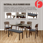 Zono Nordic Dining Set w/ Table, Chair & Bench Solid Rubber Wood in 2 Colours
