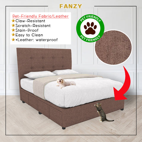 Image of Fanzy Drawer Bedframe Storage Bed All Sizes - Pet-Friendly Option / Mattress Option