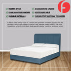 Gracie Divan Bed Frame with Foam Padded Headboard w/ Mattress - All Sizes Available
