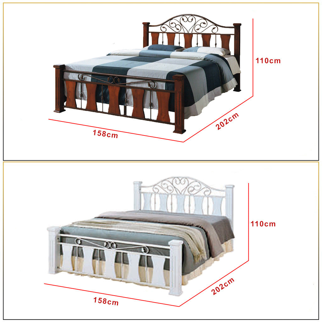 Suzana Series 1 Metal Bed Frame Copper / White In Queen Size w/ Mattress