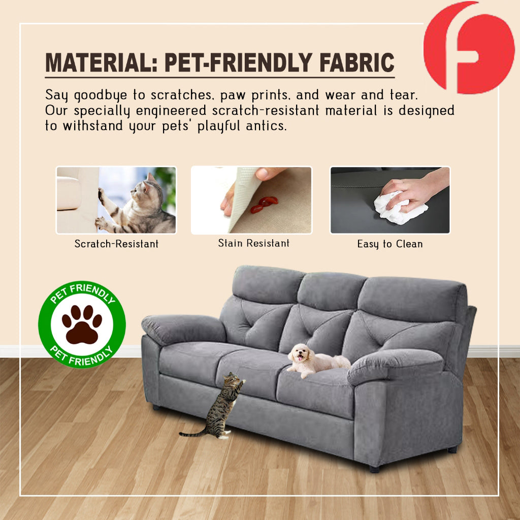 Mikee 1/2/3 Seater Recliner Sofa Set - PetFriendly Scratch-Resist