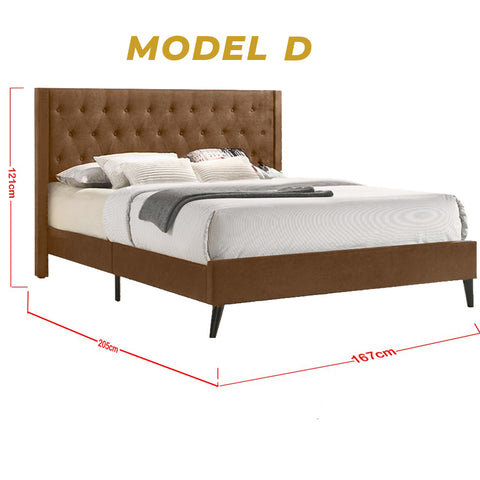 Image of Moonstar Classic Bed Frame In Black Velvet And Brown Faux Leather