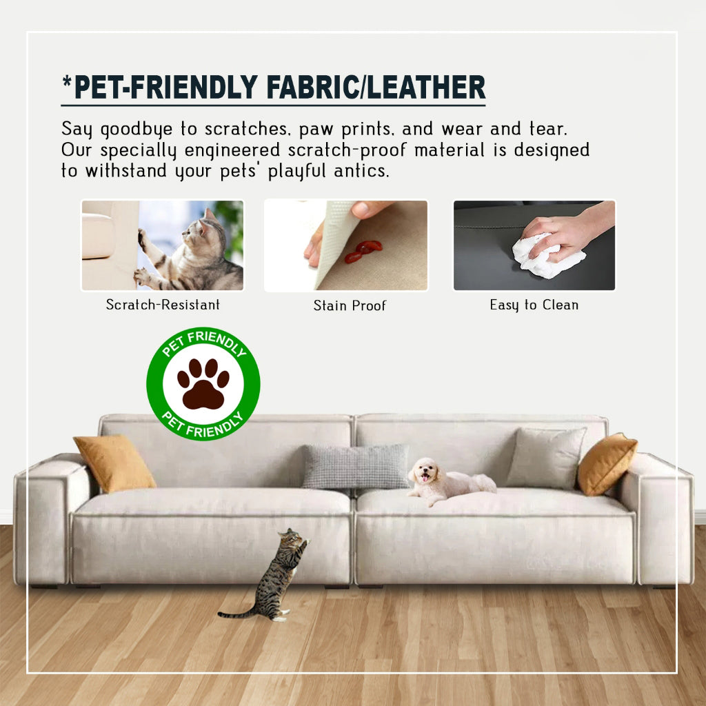 Ailean 1/2/3/4-Seater Sofa with Stool in 47 Colour - w/ PetFriendly Scratch Resistant Option