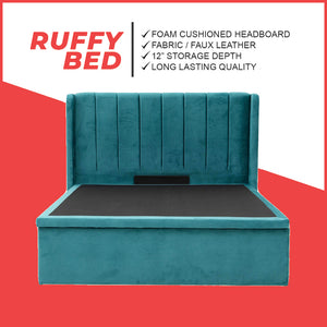 Ruffy 14" SBD Storage Bed Frame Fabric/Faux Leather in 3 Colours - With Mattress Option