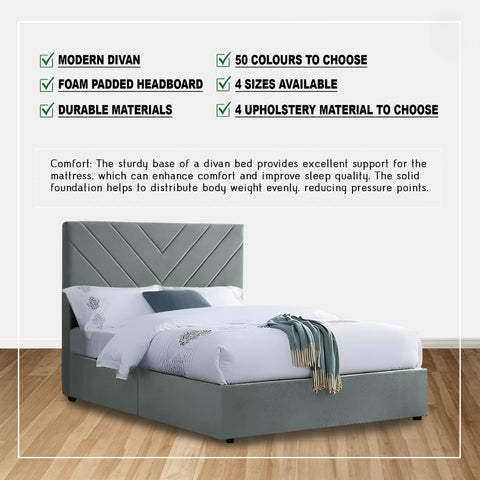 Image of Adden Divan Bed Frame with Mattress - PetFriendly Scratchproof Option / All Sizes