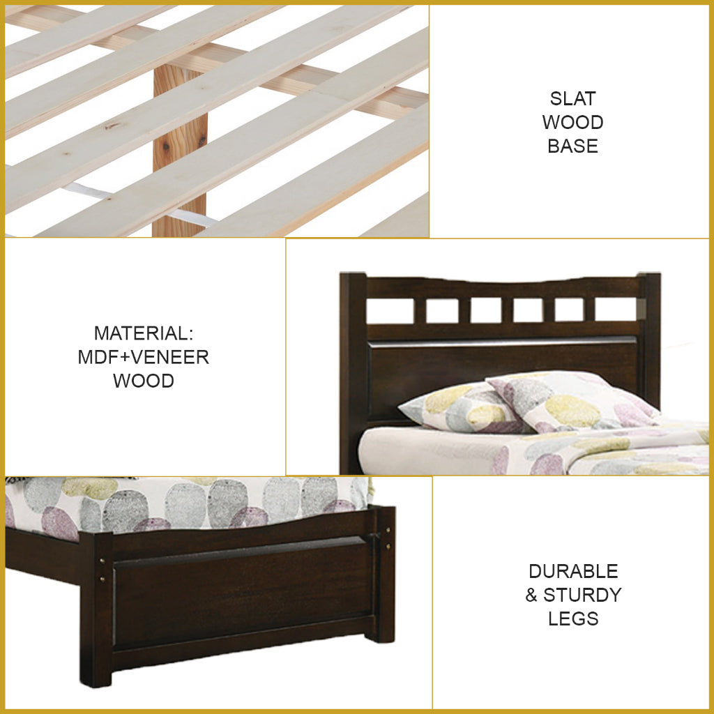 Frankie Single Pull-Out Bedframe MDF + Veneer Solid Wood Slatted Base  w/ Mattress Option