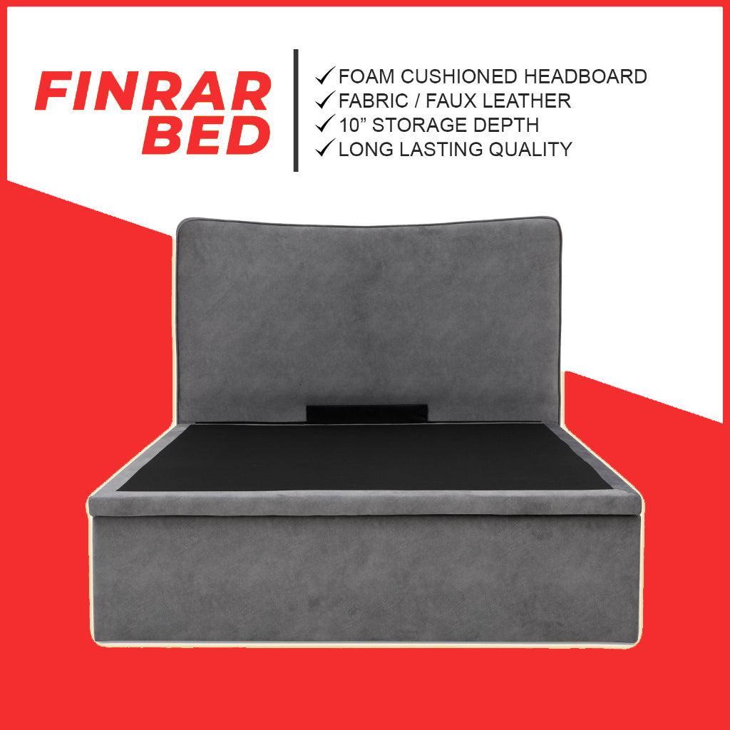 OrthoCoil Finrar 12" SBD Storage Bed Frame Fabric/Faux Leather in 3 Colours - With Mattress Option