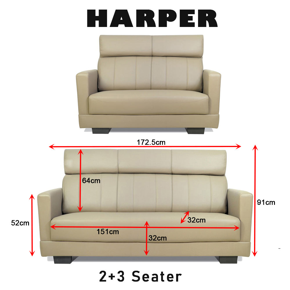 Harper Series 1/2/3 Seater Leather/ Fabric Sofa Set With Chaise In 12 Colours