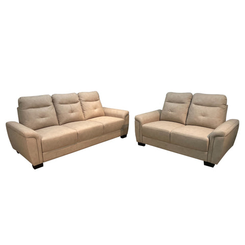Image of Issa 2/3-Seater Sofa Pet-Friendly Leathaire Fabric ZigZag Spring and Pocket Spring Sofa in Beige