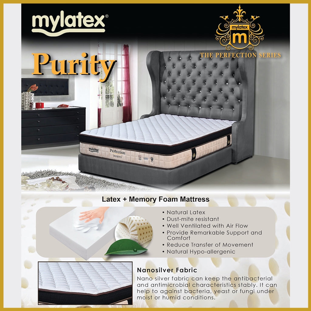 MyLatex PURITY 11" Mattress Natural Latex, Memory Foam, Nano Silver Cover - All Size