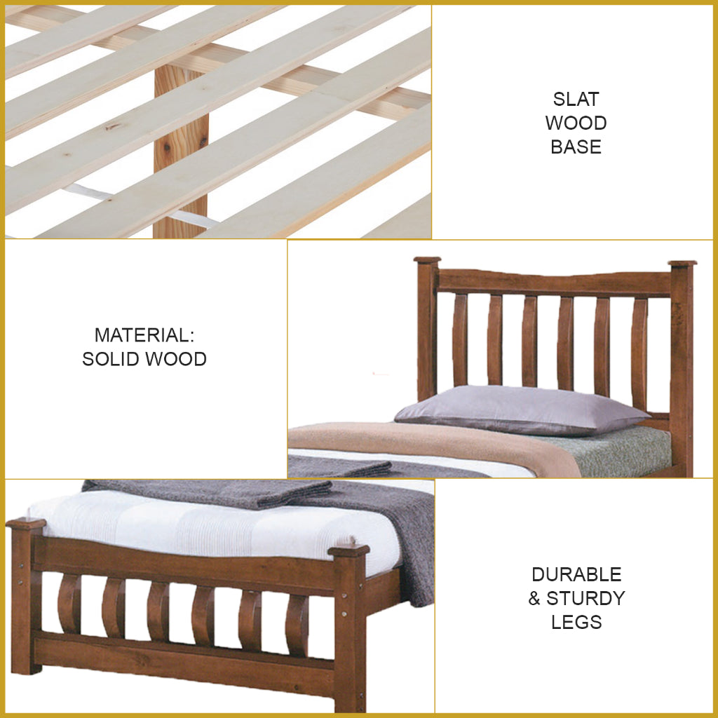 Zoraa Single Pull-Out Bedframe Solid Wood Slatted Base  - w/ Mattress Option