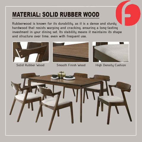 Image of Raco 4/6 Seater Nordic Dining Set w/ Table, Chair & Bench Solid Rubber Wood in 3 Colours