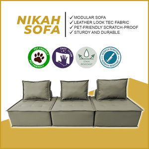 Nikah 1/2/3-Seater L-Shape Sofa Pet-Friendly Scratchproof Leather Look Tec Fabric