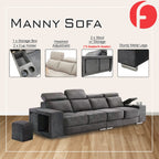 Manny 1/2/3/4-Seater Sofa with Stool Storage & Cup Holder w/ Pet-Friendly Option