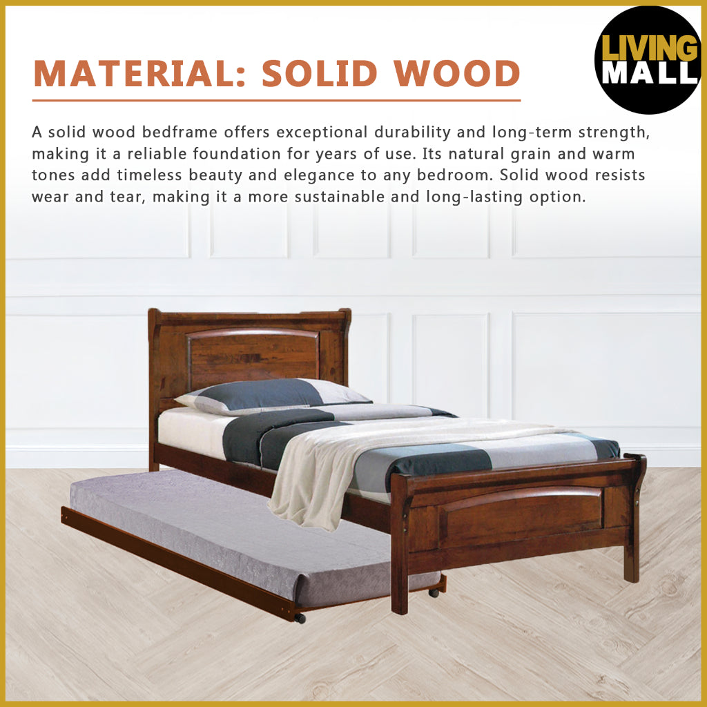 Juliet Single Pull-Out Bedframe Solid Wood Slatted Base  - w/ Mattress Option