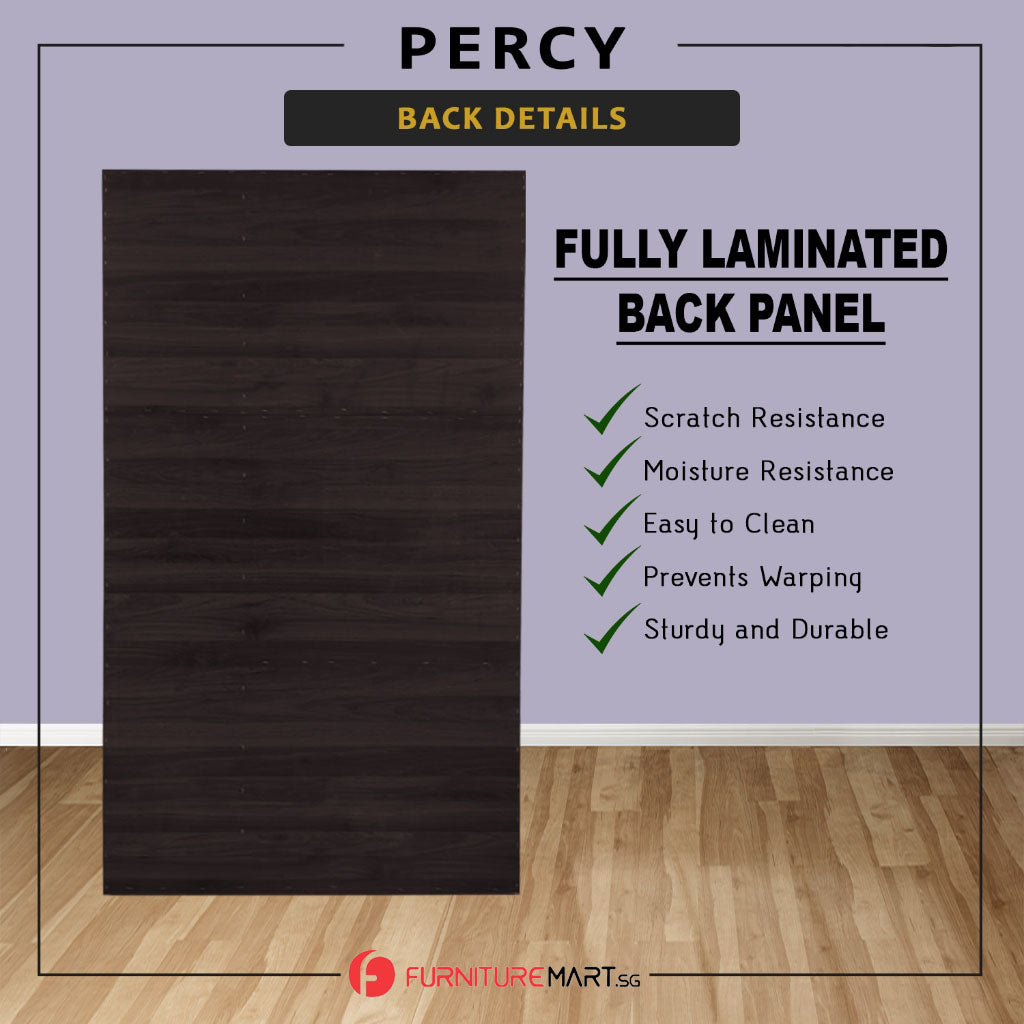 Percy Premium 2 Feet 2 Doors Wardrobe Laminated Back Panel - Free Install