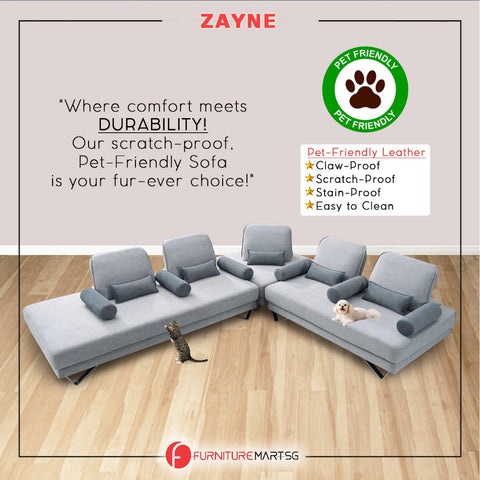 Image of Zayne 1/2/3-Seater Sofa Set Pet Friendly Fabric Scratch-proof Stain-Proof in Grey Colour