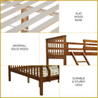 Mayci Queen+Single Solid Wood Slatted Base Double Decker Bed Frame