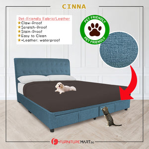 Cinna Drawer Bedframe Storage Bed All Sizes - Pet-Friendly Option / Mattress Option