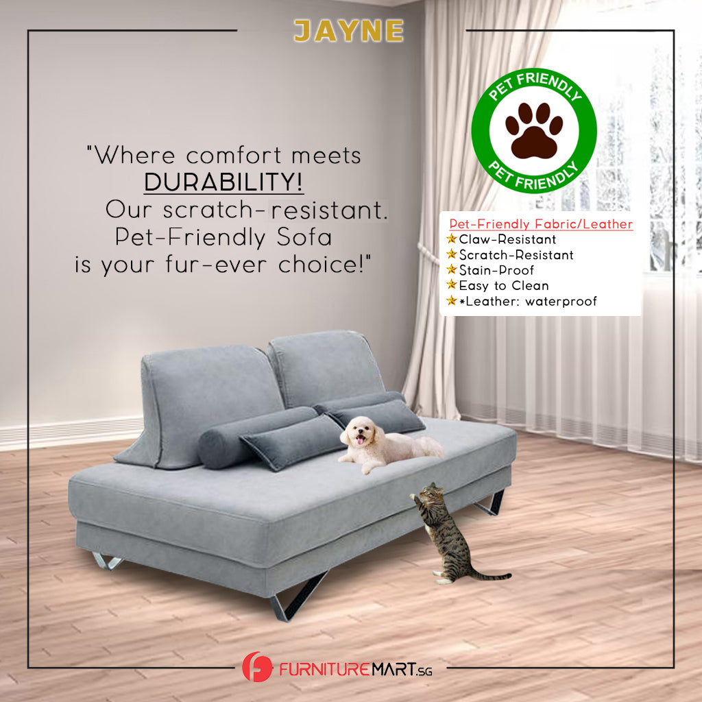 Jayne 2-Seater + 3-Seater Sofa Set Pet Friendly Fabric Scratch-Resistant Stain-Proof in Grey Colour