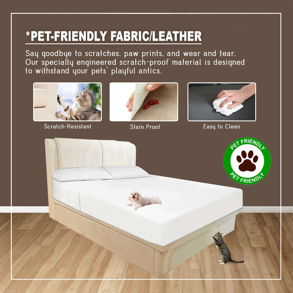 Drako Storage Bedframe w/ Mattress AddOn PetFriendly Fabric Option - All Sizes