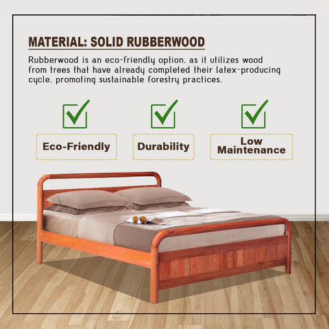 Image of Kairo Queen/King Solid Rubberwood Bed Frame w/ Underbed Space in Capuccino