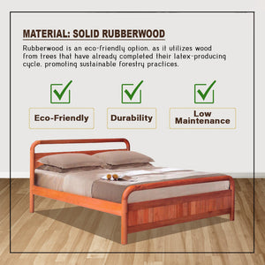 Kairo Queen/King Solid Rubberwood Bed Frame w/ Underbed Space in Capuccino