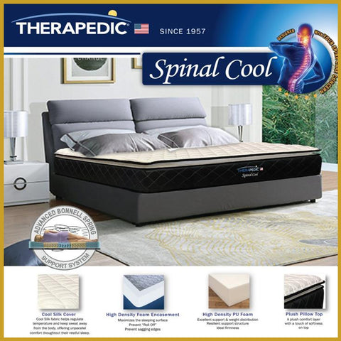 Image of Therapedic Spinal Cool 12" Mattress Bonnel Spring w/ Cooling Silk Fabric - All Sizes