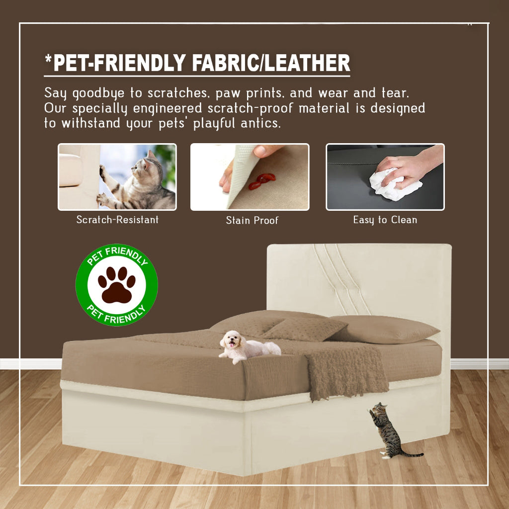 Layla 16" Depth Storage Bedframe w/ Mattress AddOn PetFriendly Fabric Option - All Sizes