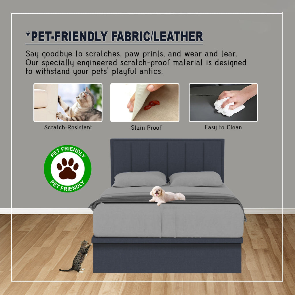 Perry 16" Depth Storage Bedframe w/ Mattress and PetFriendly Fabric Option - All Sizes