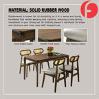 Radden 4/6 Seater Dining Set w/ Table, Chair & Bench Solid Rubber Wood in 2 Colours