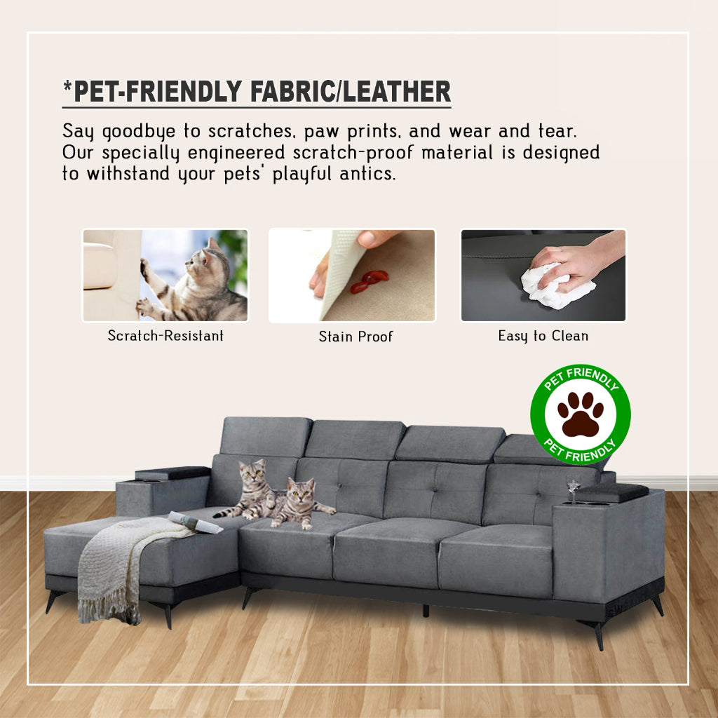 Sully 3/4-Seater L-Shaped Sofa with Storage w/ Scratch Resistant Pet-Friendly Option