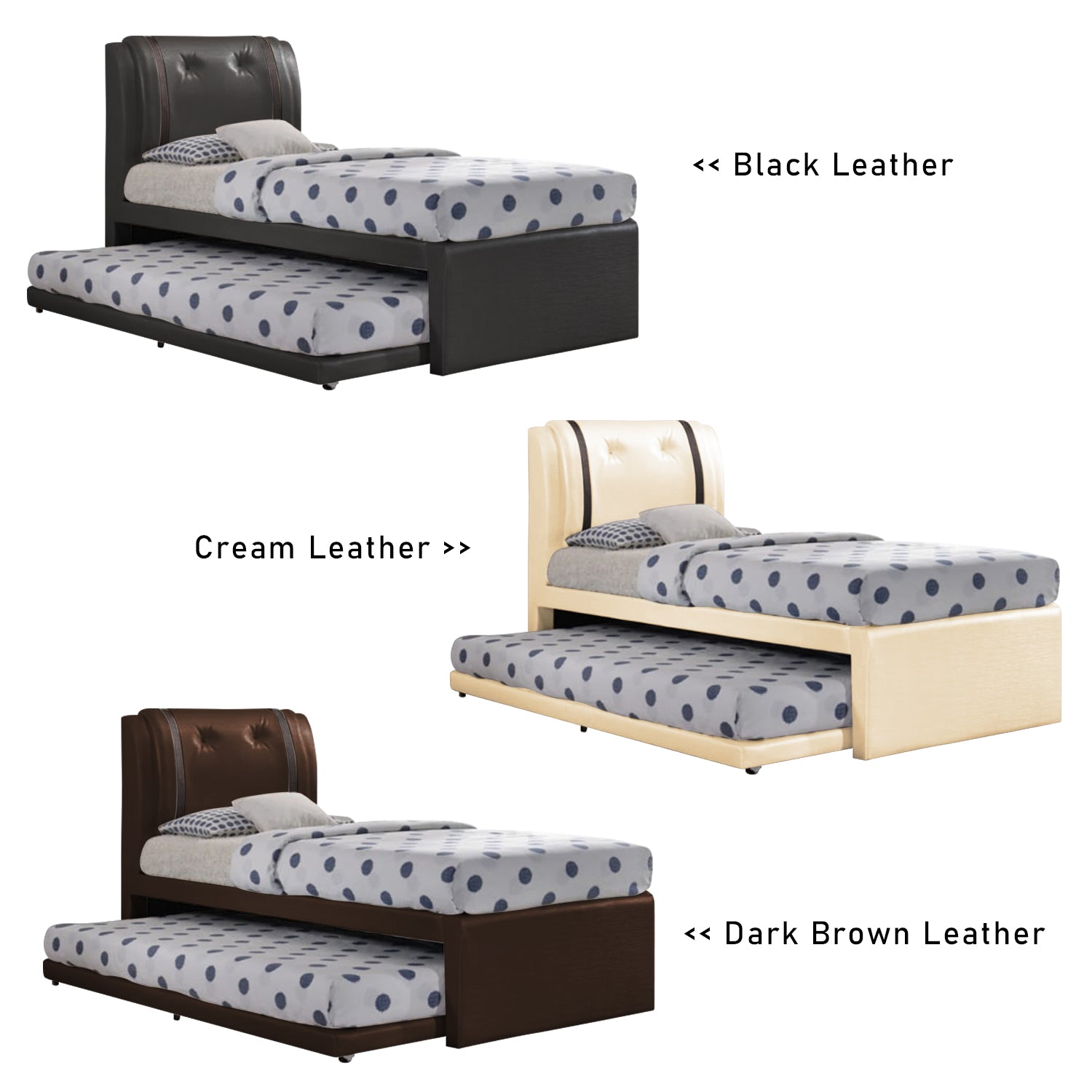 Amora Single and Super Single Pull Out Bed Frame with Mattress Bundle in 6 Colours