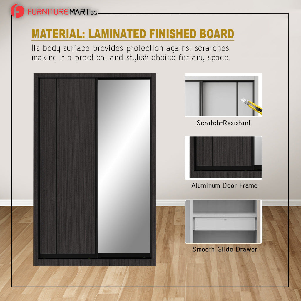 Tiana Series 4FT/5FT 2-Door Sliding Door Wardrobe in White Wash or Walnut