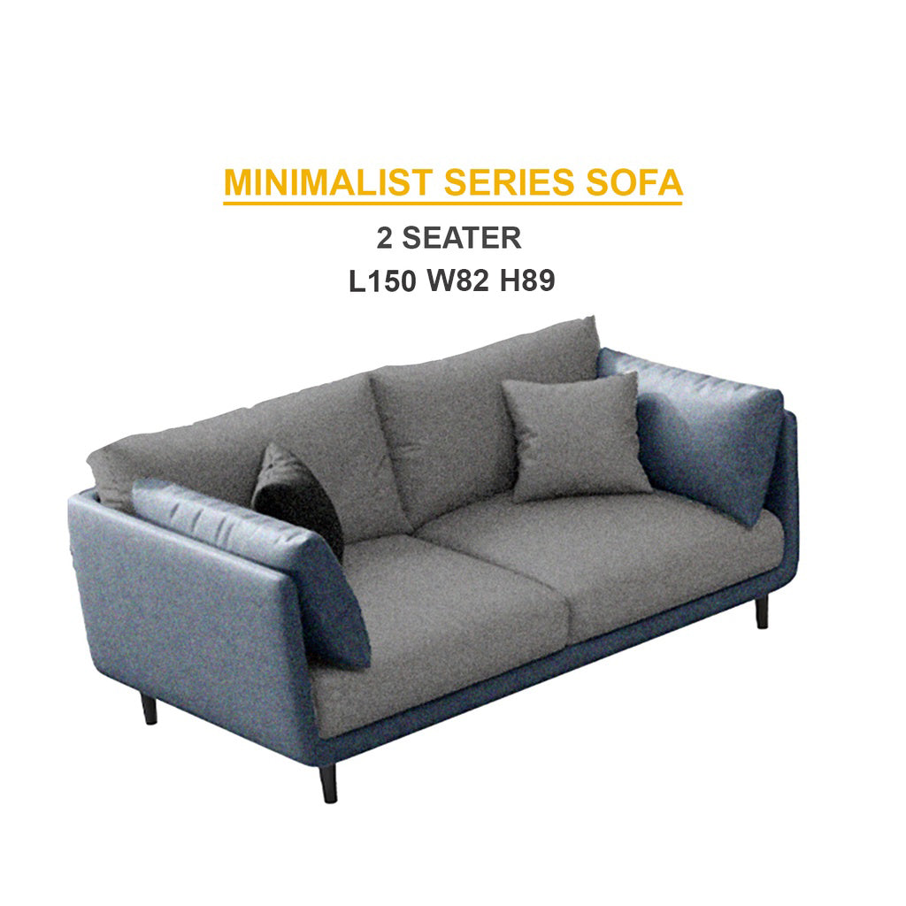 Malmo Minimalist Series Fabric/Faux Leather Sofa 1/2/3/4 and Stool Seaters in 6 Colors