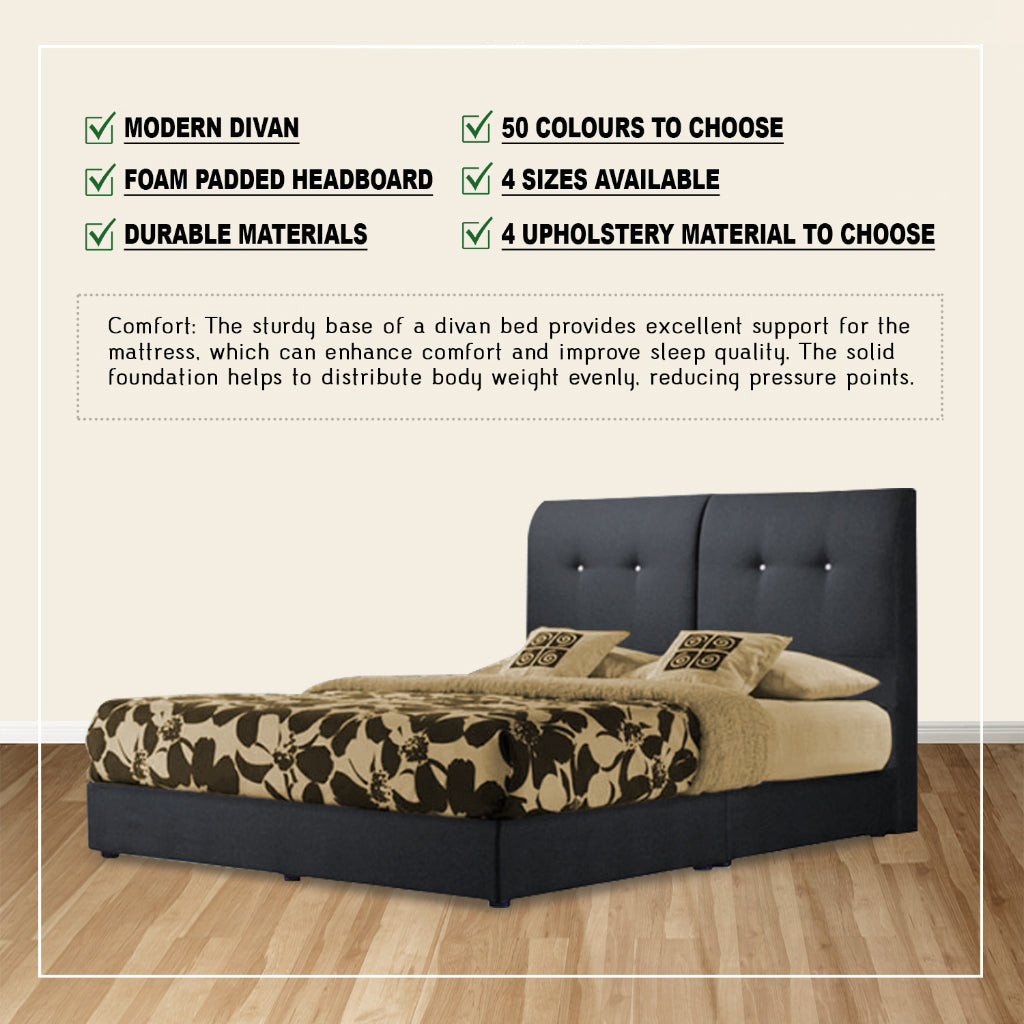 Gadiel Divan Bed Frame with Mattress AddOn - PetFriendly Scratch Resistant Option / All Sizes
