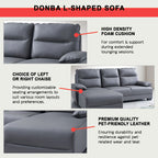 Donba Left/Right L-Shaped Sofa Pet-Friendly Leather Scratch-Resistant  & Claw-Resistant in Grey Colour