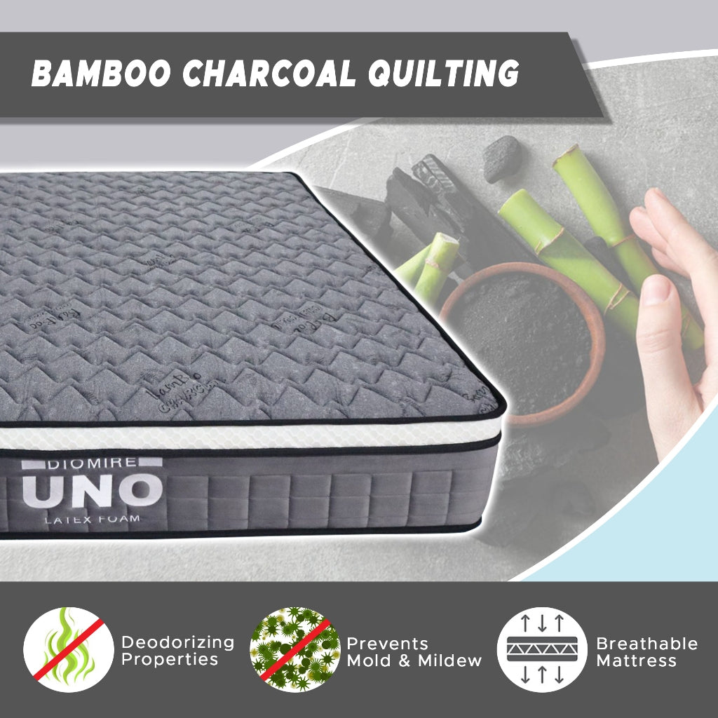 Diomire UNO 10" Mattress - Full Latex Foam w/ Bamboo Charcoal Quilting - All Sizes