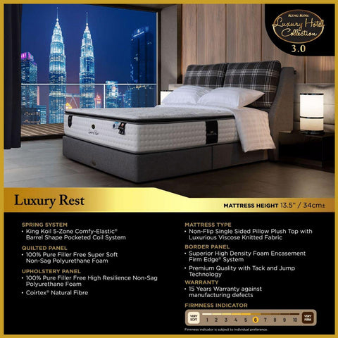 Image of King Koil Luxury REST 13.5" Mattress Luxury Hotel Collection 3.0 - w/ Pillow - All Sizes