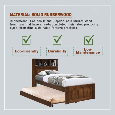 Image of Maria Pull-Out Bed Single, Super Single Solid Rubberwood Bed Frame w/ Mattress Option