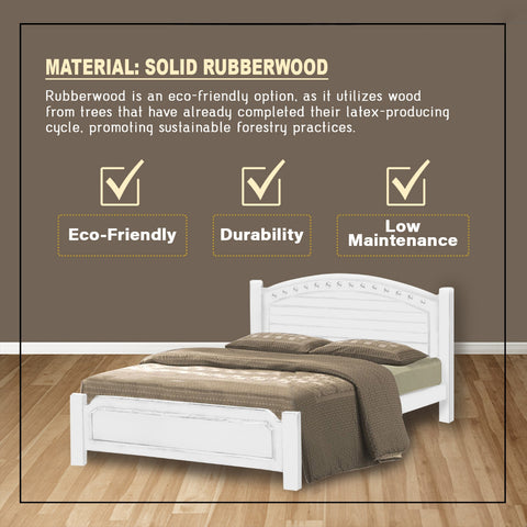 Image of Kaden Queen/King Solid Rubberwood Bed Frame w/ Underbed Space - With Mattress Option