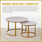 Farra 2-Piece Round Coffee Table Metal Leg + Marble Ceramic Top in 2 Colour