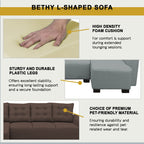 Bethy 4-Seater L-Shaped Sofa with Chaise High Density Foam w/ PetFriendly Options