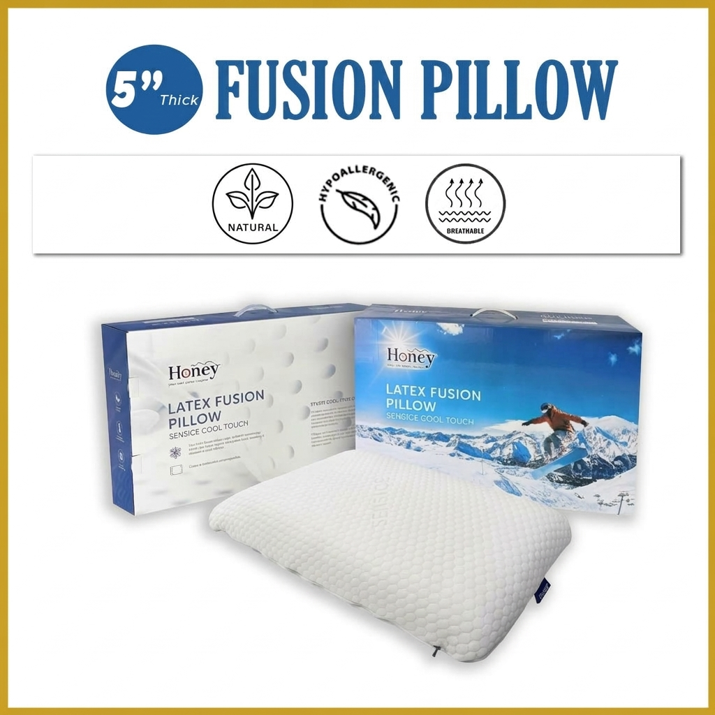 Honey Latex Fusion Pillow 5" Eco Friendly Anti-Bacteria Hypoallergenic