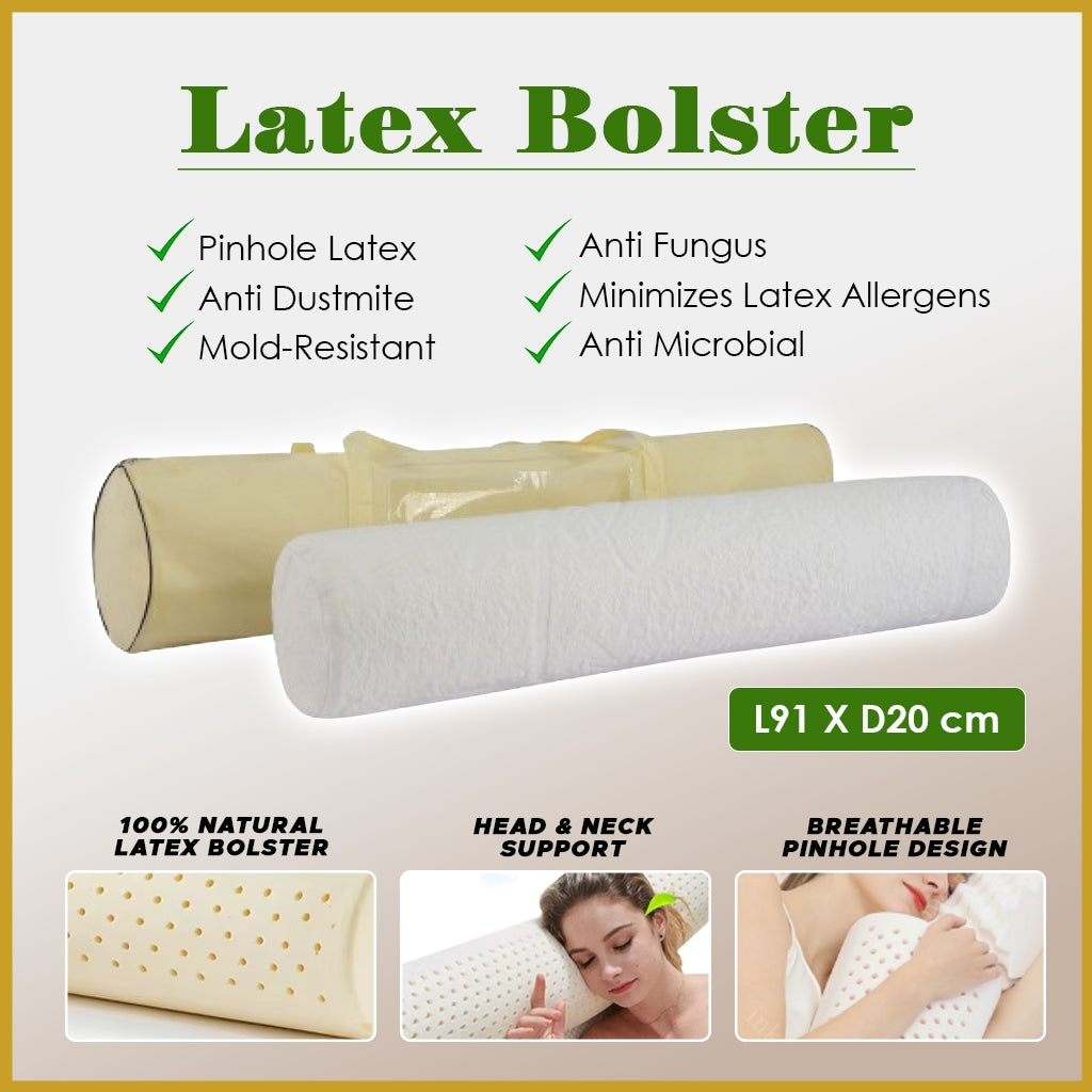 King Koil Hotel Grade Bolster Collection - Latex Bolster, 100% Natural Pinhole Latex.